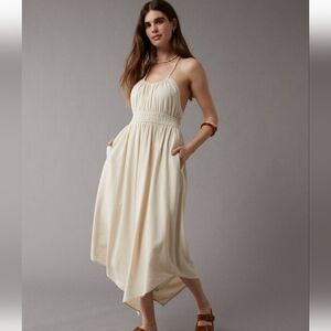 NWT AEO LINEN BLEND MIDI DRESS